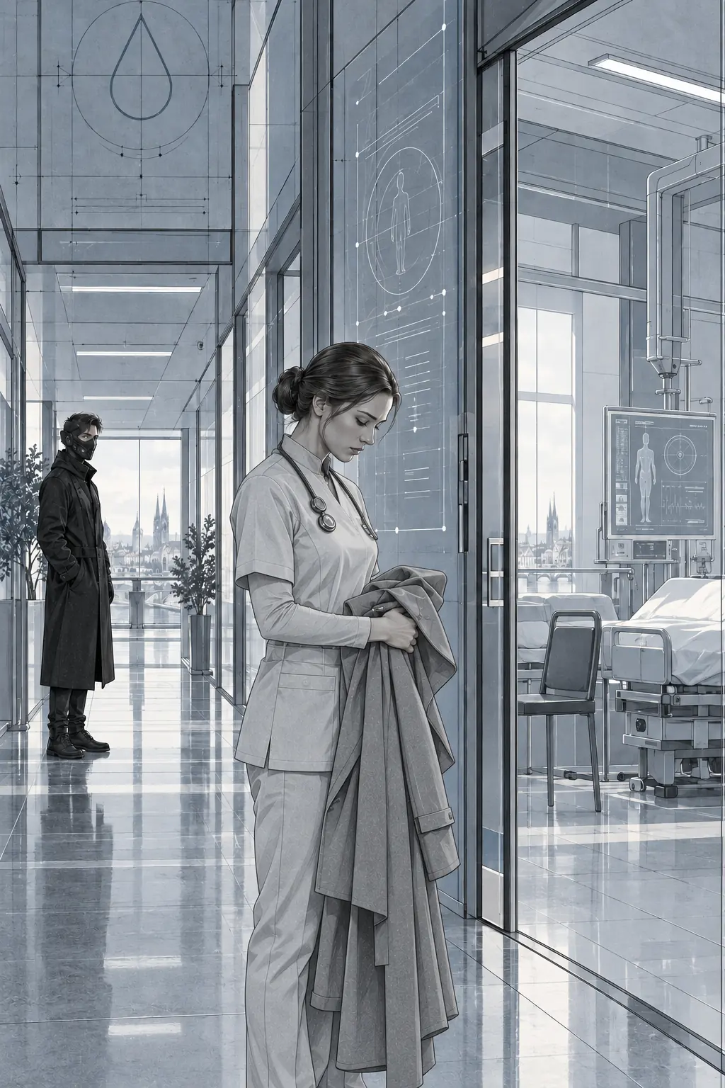 A nurse holding her colleague’s coat at the clinic